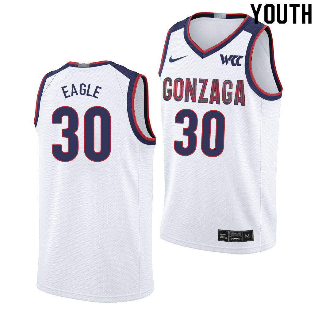 Youth #30 Abe Eagle Gonzaga Bulldogs College Basketball Jerseys Sale-White